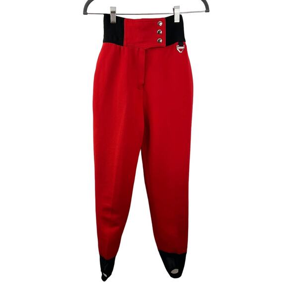 Vintage Tyrolia Skiwear Women's Red Ski Snowboard Snow Stirrup Pants Size 4 - Picture 1 of 7